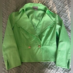 Eccoci Bright Green Peplum Ribbed Lined Blazer - size 6